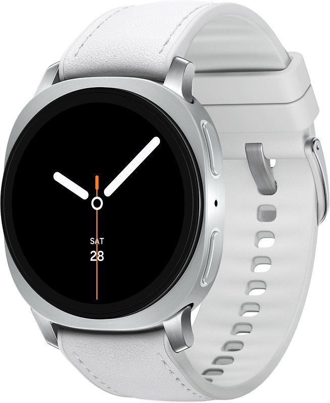 Samsung Galaxy Watch8 44 mm Boîtier aluminium argent sur Hybride premium blanc [Wi-Fi + 4G]