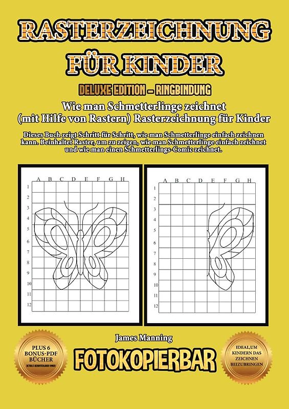 Wie man Schmetterlinge zeichnet (mit Hilfe von Rastern) Rasterzeichnung für Kinder