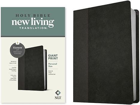 NLT Personal Size Giant Print Bible, Filament Enabled Edition (Red Letter, Leatherlike, Black/Onyx)