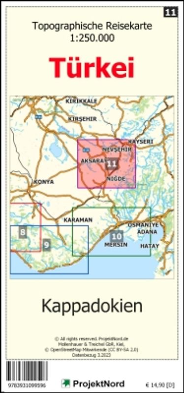 Kappadokien - Topographische Reisekarte 1:250.000 Türkei (Blatt 11)