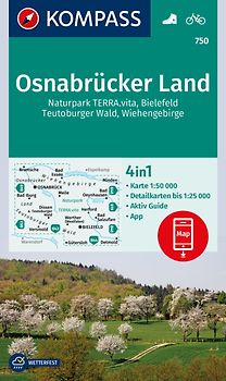 KOMPASS Wanderkarte 750 Osnabrücker Land, NP TERRA.vita, Bielefeld, Teutoburger Wald, Wiehengeb. 1:50.000