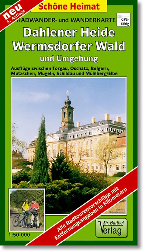 Radwander- und Wanderkarte Dahlener Heide, Wermsdorfer Wald und Umgebung