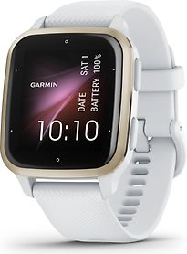 Garmin Venu Sq 2 40 mm crèmegouden aluminium rand met witte behuizing en siliconen band