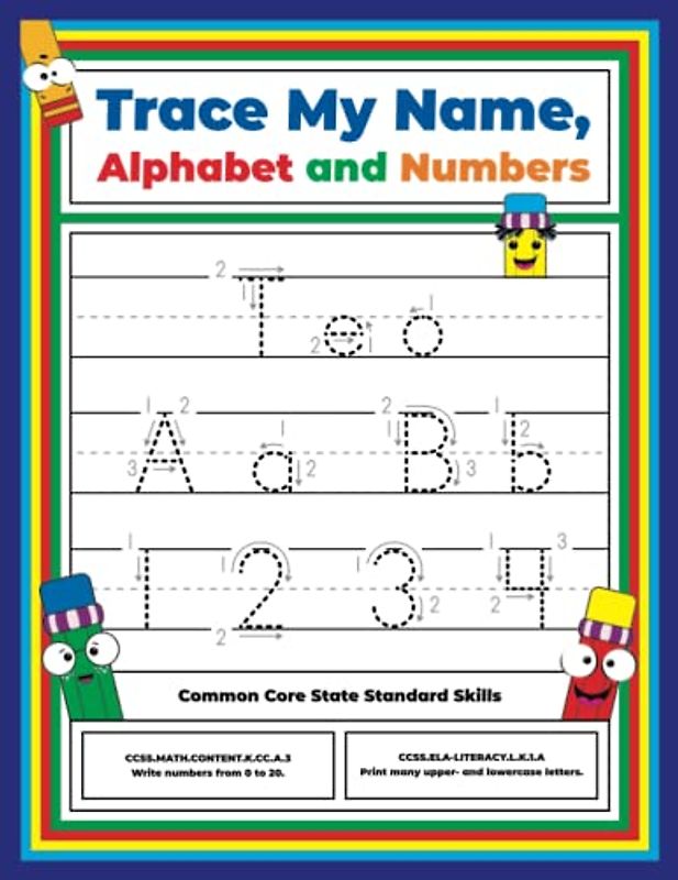 Trace My Name, Alphabet, and Numbers Workbook for Teo: Letter and Number Tracing with Arrow Guides and Start Dots