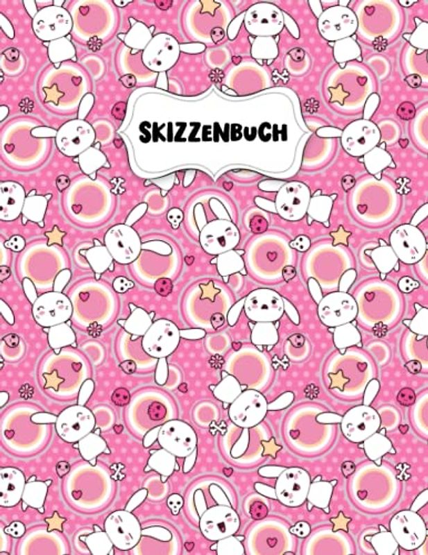 Skizzenbuch: Hübsches Kawaii Häschen Zeichenblock A4 für Kinder: Blanko Zeichenmappe A4 Zeichen Block