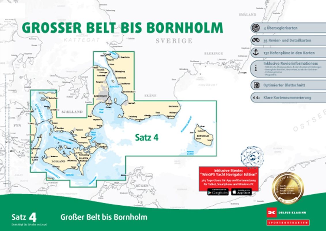 Sportbootkarten Satz 4: Großer Belt bis Bornholm (Ausgabe 2026)