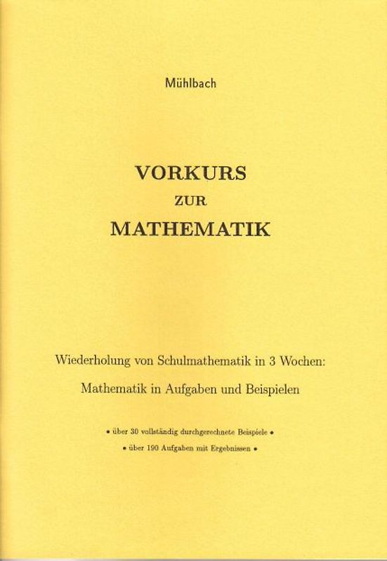 Vorkurs zur Mathematik. Für Wirtschaftswissenschaften