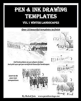 Pen and Ink Drawing Templates: vol. 1 Winter Landscapes