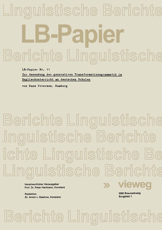 Zur Anwendung der generativen Transformationsgrammatik im Englischunterricht an deutschen Schulen