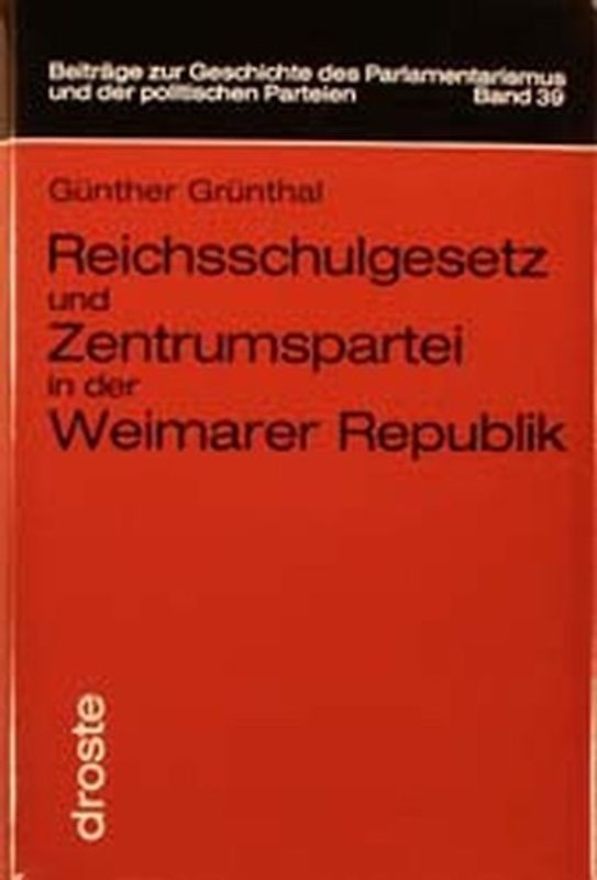 Reichsschulgesetz und Zentrumspartei in der Weimarer Republik