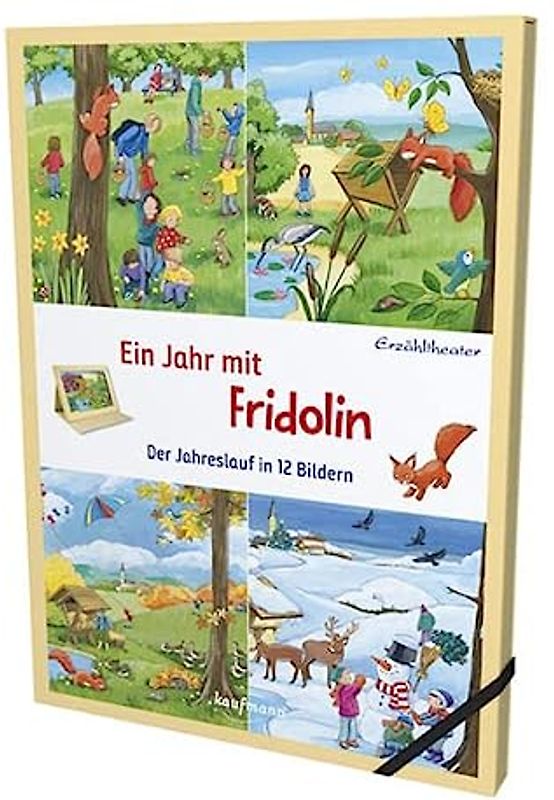 Erzähltheater: Ein Jahr mit Fridolin: Der Jahreslauf in 12 Bildern (Das Kaufmann-Erzähltheater: Kamishibai mit 12 Bild- und 3 Textkarten in der ... Öffnen - umklappen - aufstellen - fertig)