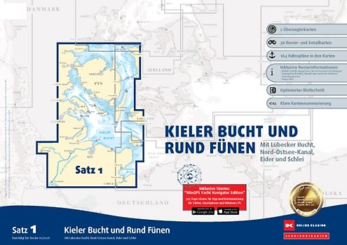 Sportbootkarten Satz 1: Kieler Bucht und Rund Fünen (Ausgabe 2026)