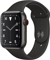 Apple Watch Series 5 44 mm Titangehäuse schwarz am Sportarmband schwarz [Wi-Fi + Cellular]