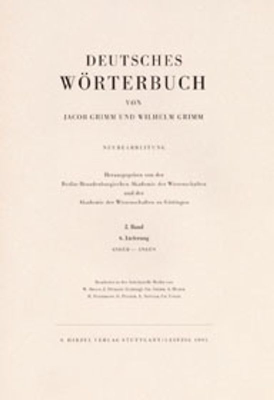 Grimm, Dt.  Wörterbuch Neubearbeitung