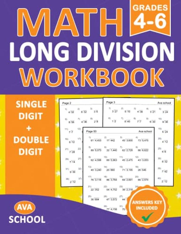 Long Division Workbook Grades 4-6: 100 Practice Pages Workbook For 4th Grade & 5th and 6th Grade - 2200 Division Exercises With Answers For Ages 9-12 ... - 2-Digit | Long Division Math Worksheets