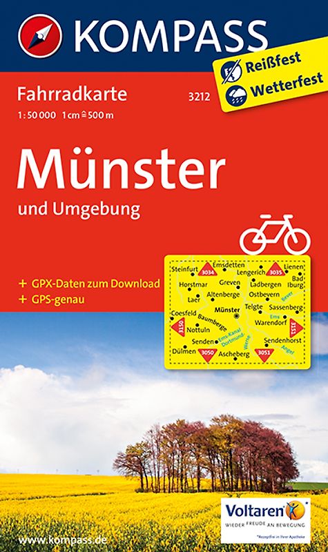 KOMPASS Fahrradkarte Münster und Umgebung