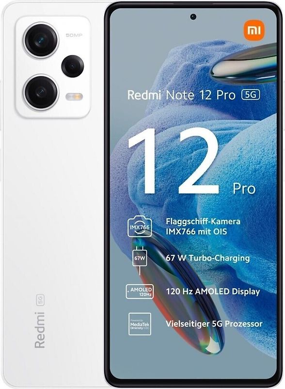 Xiaomi Redmi Note 12 Pro 5G Dual SIM 256 Go 8Go RAM blanc polaire