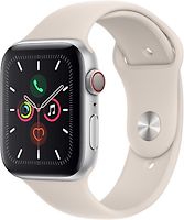Apple Watch Series 5 Caja de aluminio de 44 mm en plata - Correa deportiva beige [WiFi + Cellular]