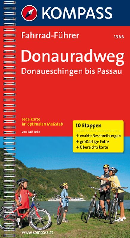 Donauradweg Donaueschingen - Passau. Fahrradführer mit Top-Routenkarten im optimalen Maßstab.