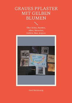 Graues Pflaster mit gelben Blumen