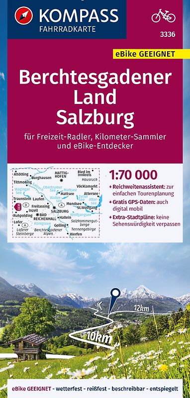 KOMPASS Fahrradkarte 3336 Berchtesgadener Land, Salzburg 1:70.000