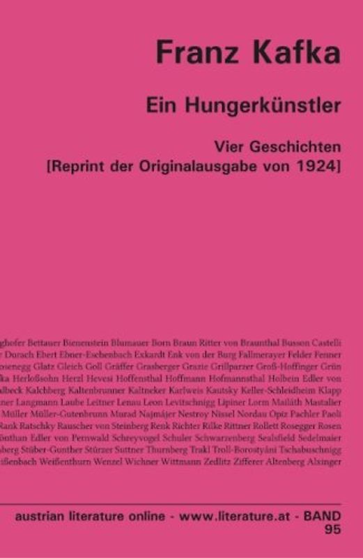 Ein Hungerkünstler: Vier Geschichten  [Reprint der Originalausgabe von 1924] - Kafka, Franz