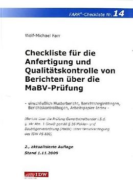 Checkliste für die Anfertigung und Qualitätskontrolle von Berichten über die MaBV-Prüfung