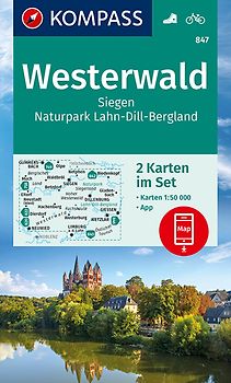 KOMPASS Wanderkarte Westerwald, Siegen, Naturpark Lahn-Dill-Bergland