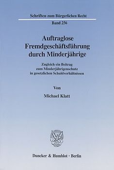 Auftraglose Fremdgeschäftsführung durch Minderjährige.