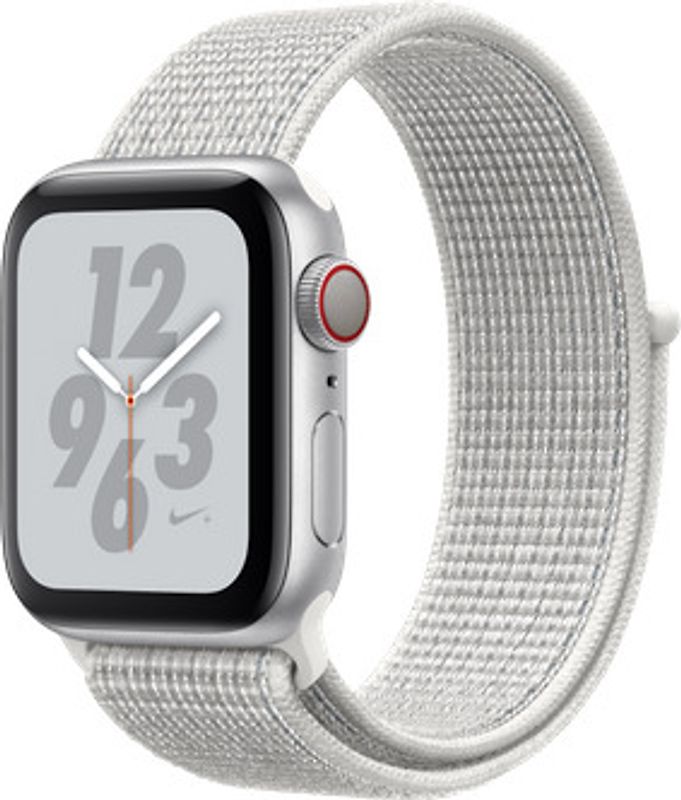 Apple Watch Nike+ Serie 4 40 mm alloggiamento in alluminio argento con Loop sportivo Nike summit bianco [Wi-Fi + Cellular]