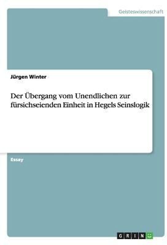 Der Übergang vom Unendlichen zur fürsichseienden Einheit in Hegels Seinslogik