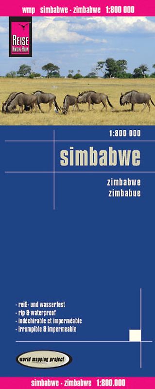 Reise Know-How Landkarte Simbabwe (1:800.000). world mapping project