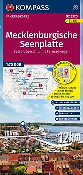 KOMPASS Fahrradkarte 3320 Mecklenburgische Seenplatte mit Knotenpunkten 1:70.000