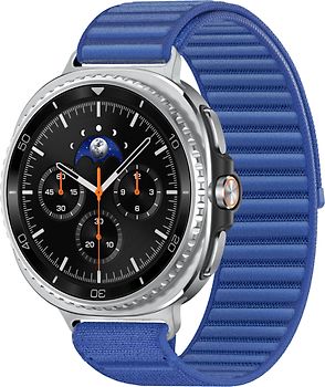 Samsung Galaxy Watch8 Classic 46 mm Boîtier aluminium noir sur Confort S/M bleu nuit [Wi-Fi + 4G]