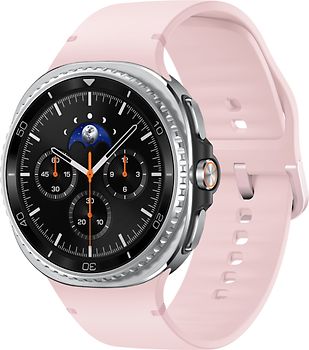 Samsung Galaxy Watch8 Classic 46 mm Boîtier aluminium noir sur Sport en silicone M/L rose [Wi-Fi]