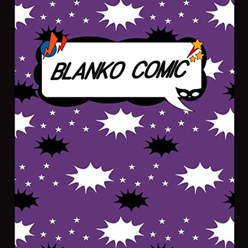 BLANKO COMIC: Comic Heft mit über 40 verschiedenen Action Vorlagen zum Zeichnen des eigenen Comics | Quadratisches Format 8,5" x 8,5" | Comicbuch Violet Splashes
