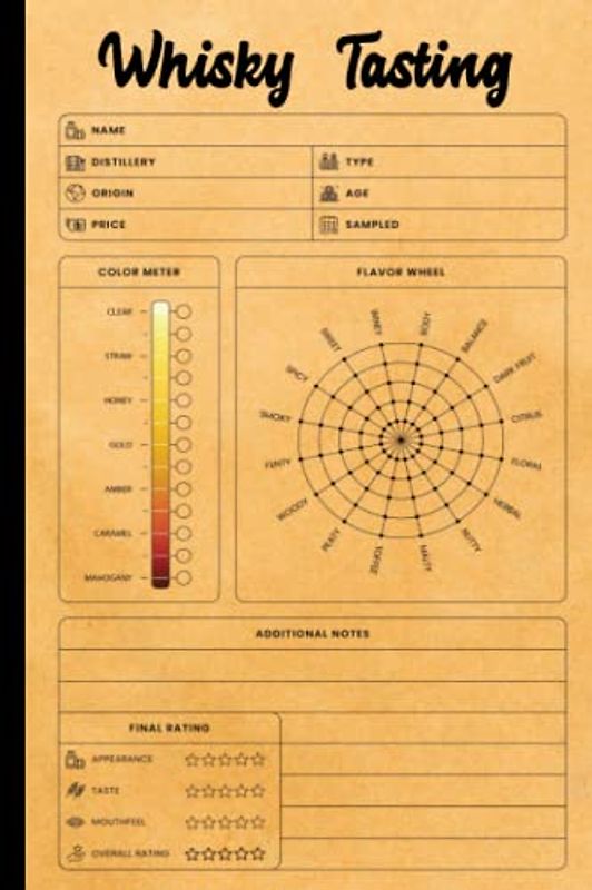 Whisky Tasting: Whisky Tasting Record Book, Perfect gift for whiskey lovers, Tasting book for taking whiskey notes and keeping them organized, 6"X9", 120 Pages