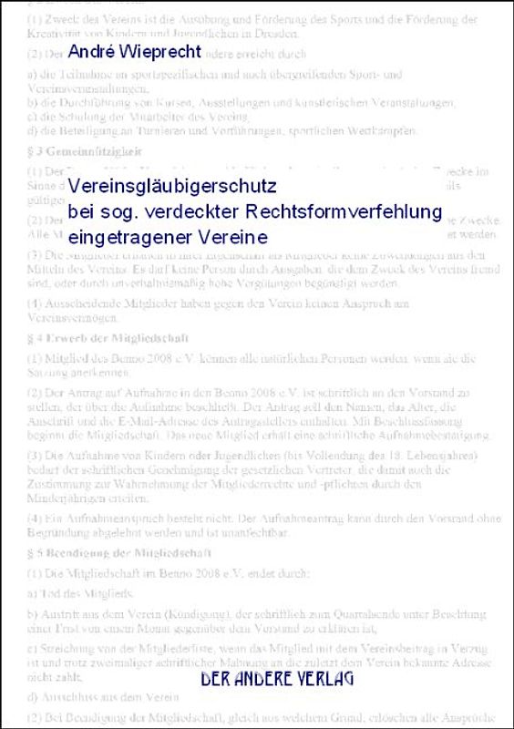 Vereinsgläubigerschutz bei sog. verdeckter Rechtsformverfehlung eingetragener Vereine