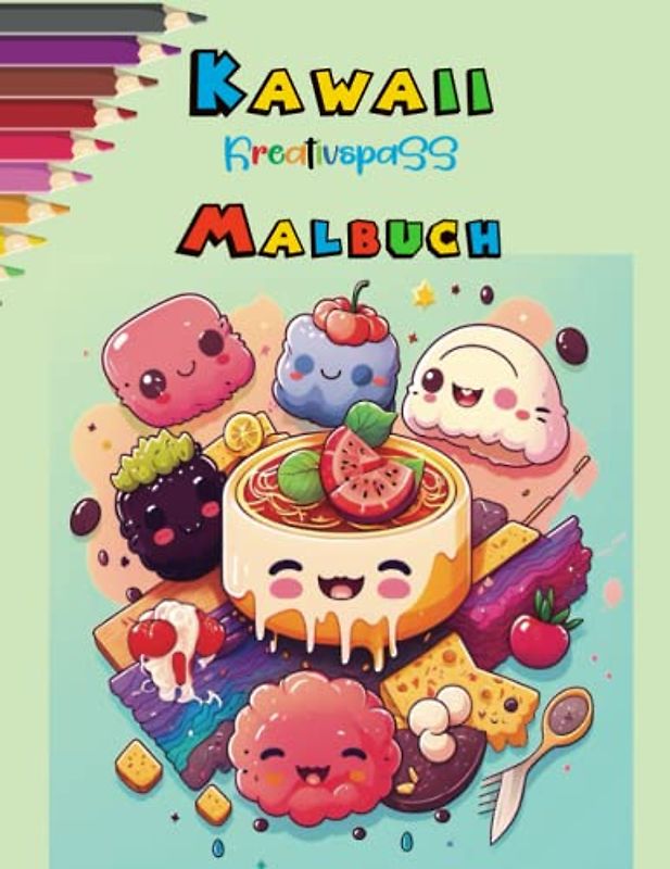 Kawaii Kreativspass Malbuch: Entdecke die süße Welt von Kawaii mit unserem Malbuch - Über 62 liebevolle und lustige Malvorlagen für Kinder und Erwachsene!