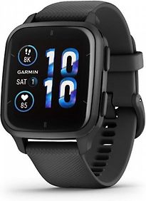 Garmin Venu Sq 2 Music 40 mm slate aluminium rand met zwarte behuizing en siliconen polsband [wifi]