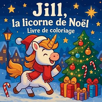 Jill, la licorne de Noël - Livre de coloriage