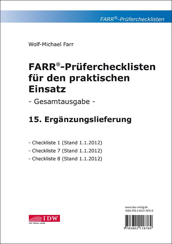 FARR Prüferchecklisten für den praktischen Einsatz