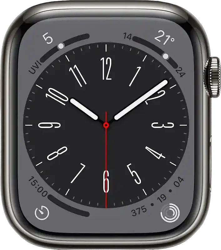 Apple Watch Series 8 45 mm Boîtier acier inoxydable graphite [Wi-Fi + Cellulaire]