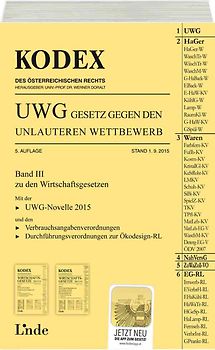 KODEX UWG Gesetz gegen den unlauteren Wettbewerb 2015/16