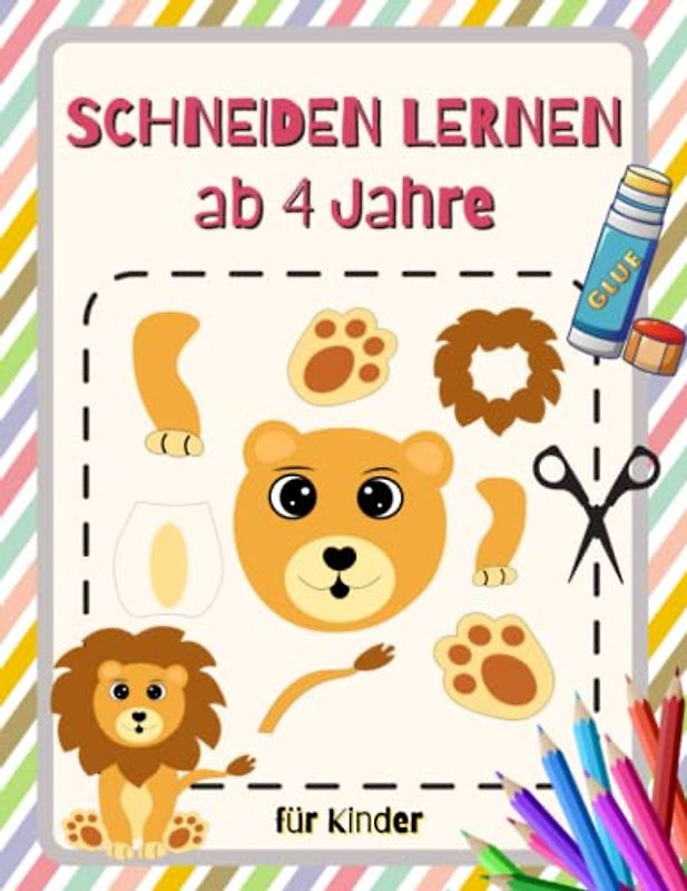 Schneiden Lernen ab 4 Jahre: Ausmalbuch und Ausschneidebuch | Feinmotorik förderung kinder Ab 4 | Aktivitätsbuch Für Kinder