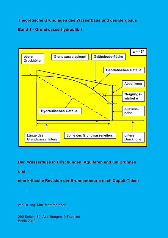 Der  Wasserfluss in Böschungen, Aquiferen und um Brunnen