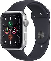 Apple Watch Series 5 Caja de aluminio de 44 mm en plata - Correa deportiva negra [WiFi]