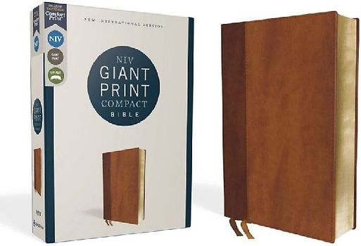 Niv, Giant Print Compact Bible, Leathersoft, Brown, Red Letter Edition, Comfort Print
