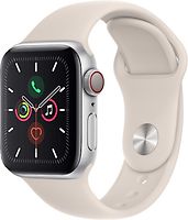 Apple Watch Series 5 Caja de aluminio de 40 mm en plata - Correa deportiva beige [WiFi + Cellular]