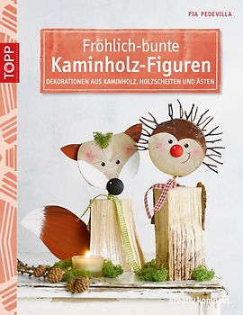Fröhlich-bunte Kaminholz-Figuren